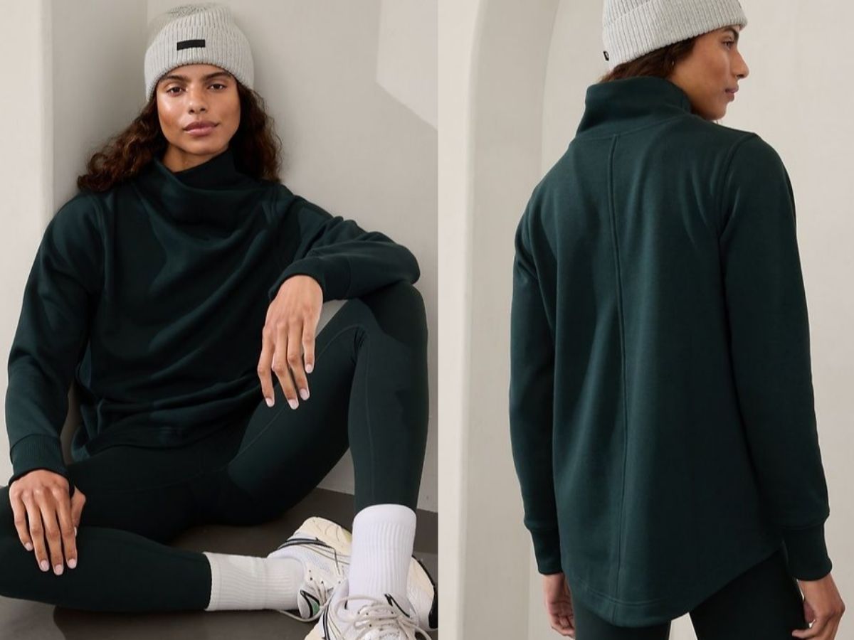 Cozy Karma Twist Neck Sweatshirt (image via Athleta)