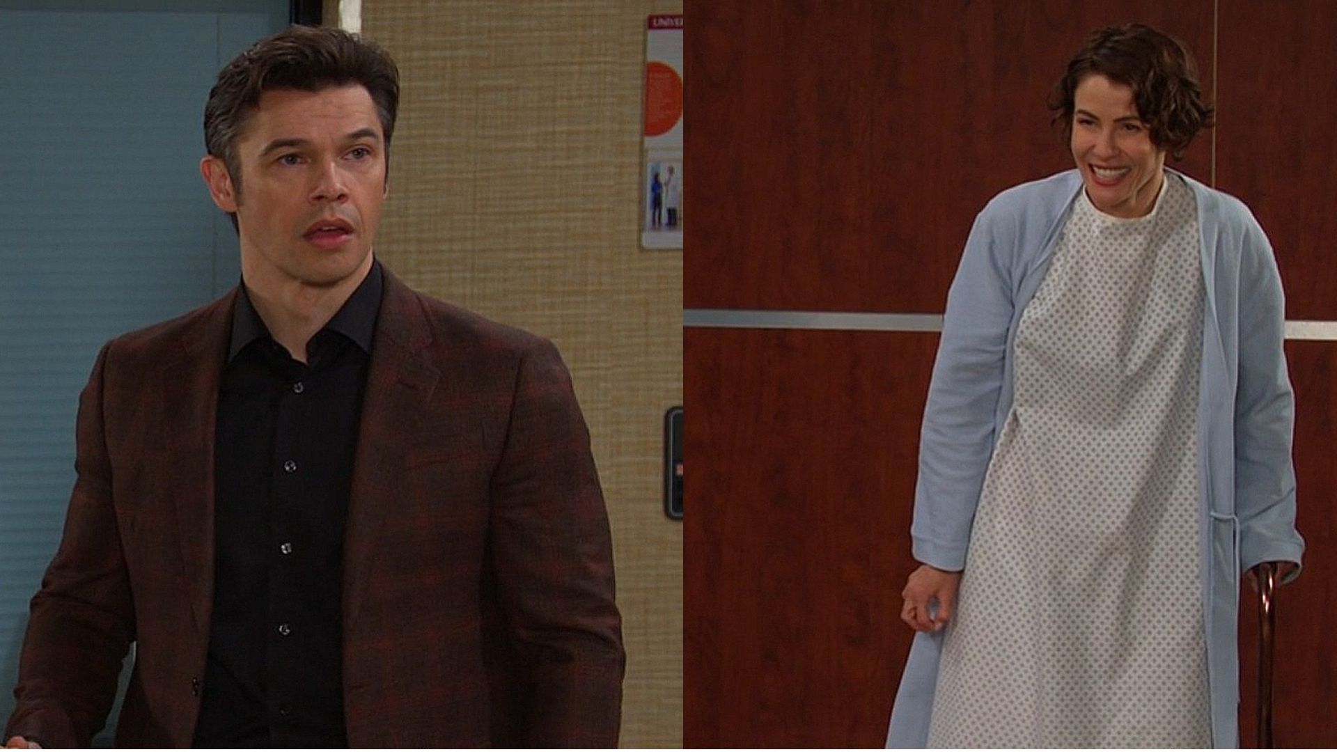 Days of Our Lives&#039; Xander is shocked as Sarah stands up. | Image Source: Peacock