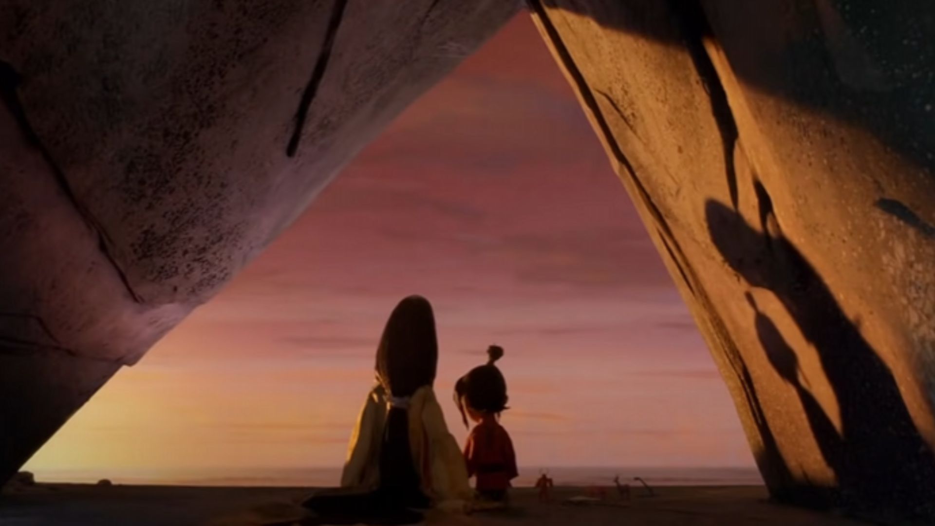 Kubo and Monkey share a quiet sunset in &quot;Kubo and the Two Strings&quot; / Image Source: Rotten Tomatoes Trailer