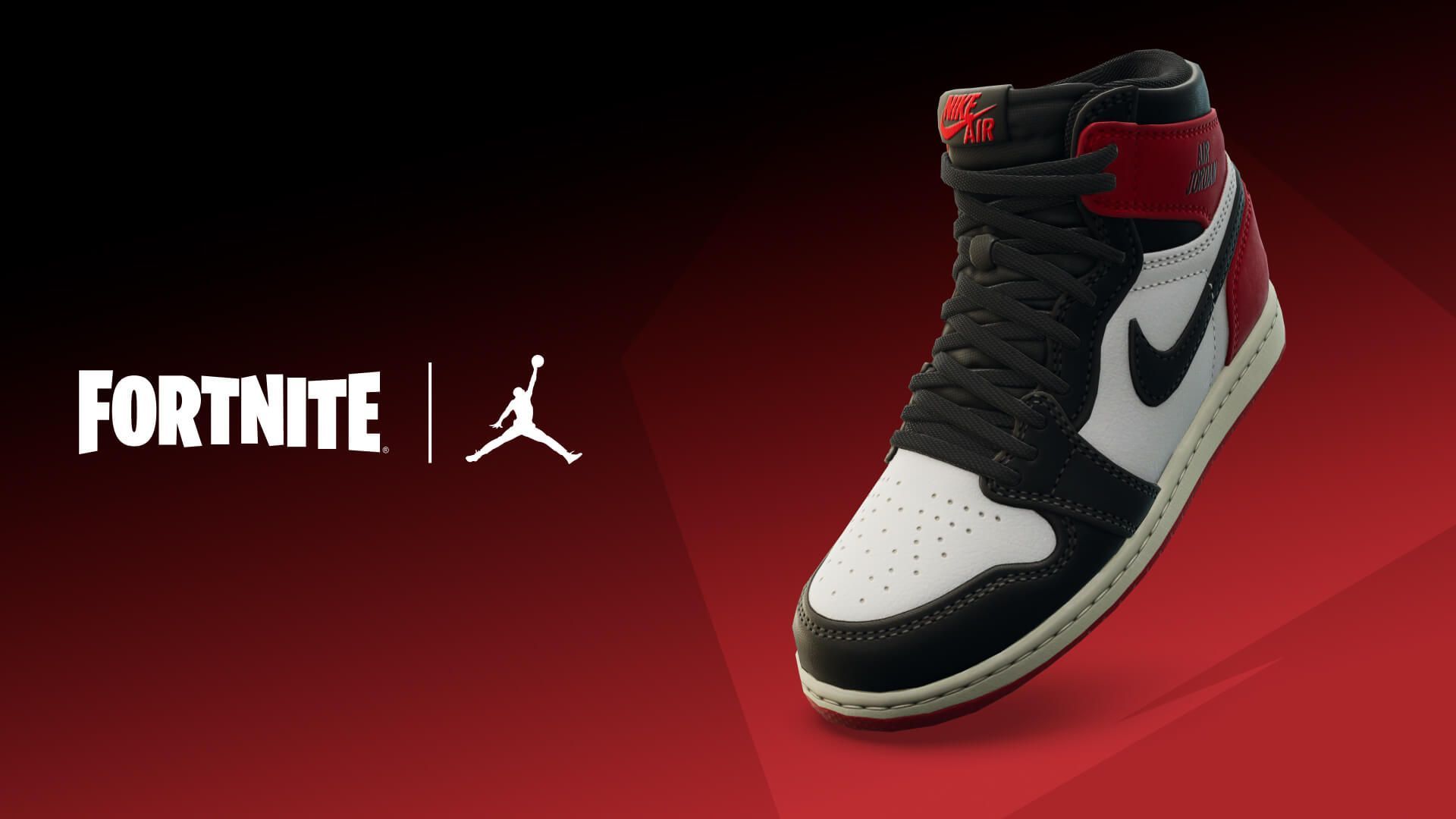 Fortnite x Air Jordan 1 &ldquo;Black Toe Reimagined&rdquo; sneakers (image via Nike)