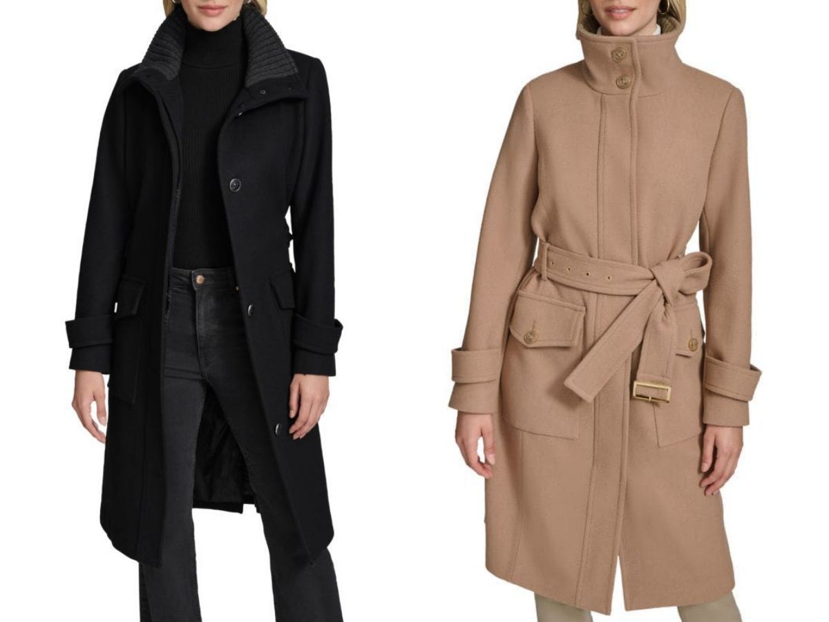 Scout Belted Wool Blend Longline Coat by Andrew Marc (image via Saks Fifth Avenue)