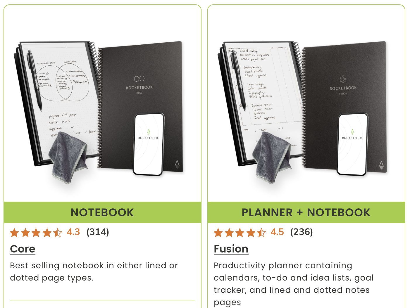 Rocketbook products, source: getrocketbook.com