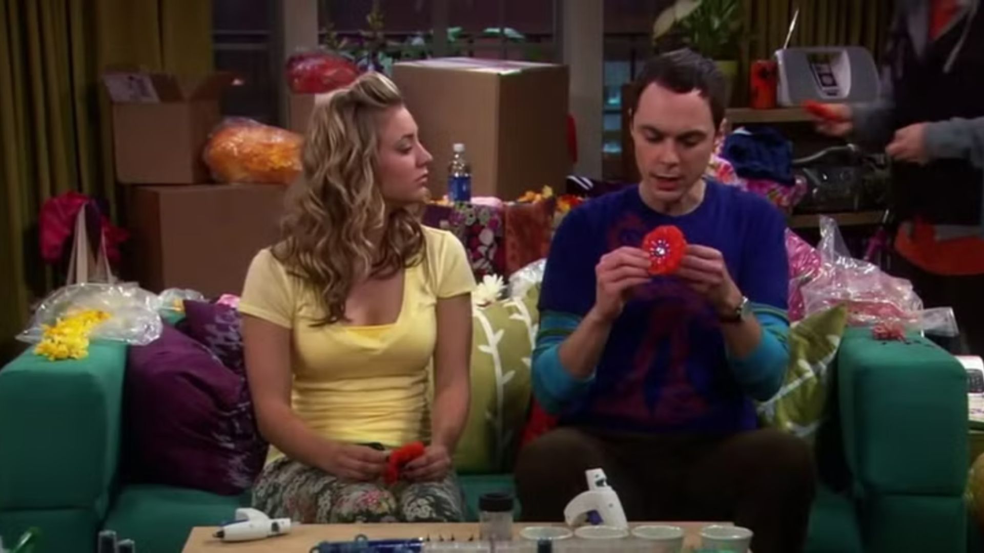 Sheldon helps Penny design flower barettes| Image courtesy: Prime Video