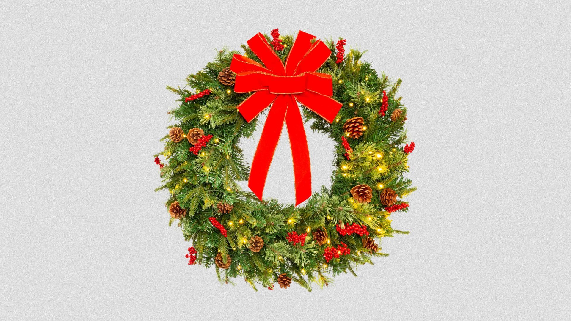 24 in Pre-Lit Battery Powered Christmas Wreath (Image via Walmart)