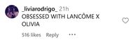 Fans are excited for Lancome X Olivia. (Image via Instagram)