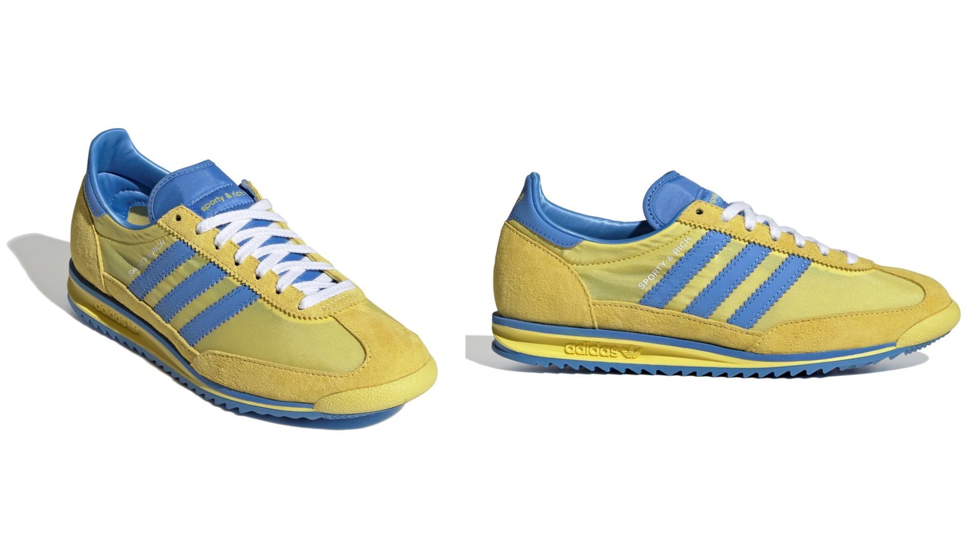 Sporty &amp; Rich x adidas Originals SL72 Light Yellow / Real Blue / Footwear White (Image via Adidas)