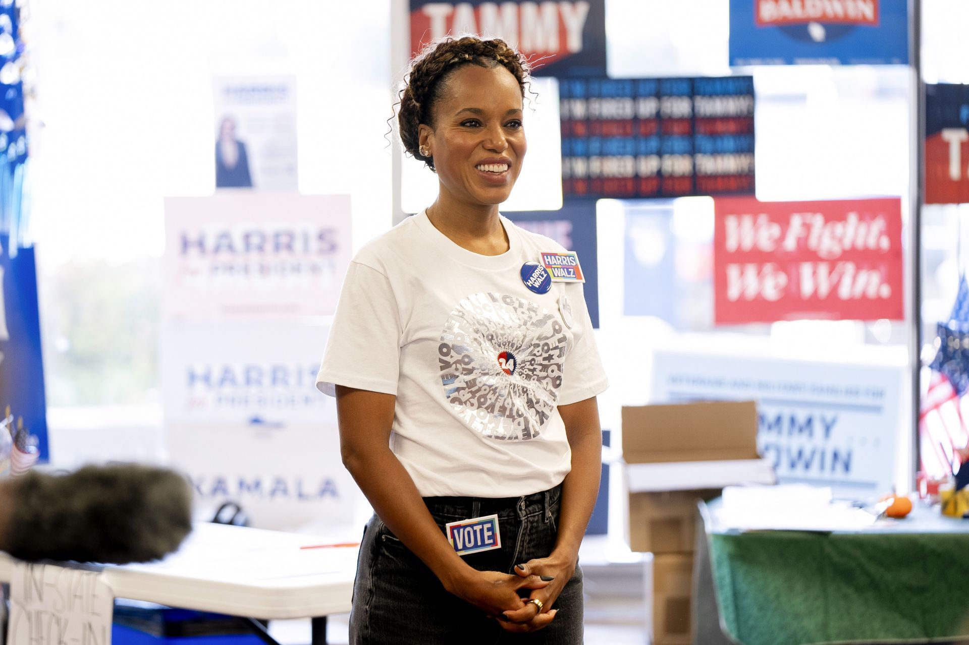 Kerry Washington Campaigns For Kamala Harris In Milwaukee - Source: Getty