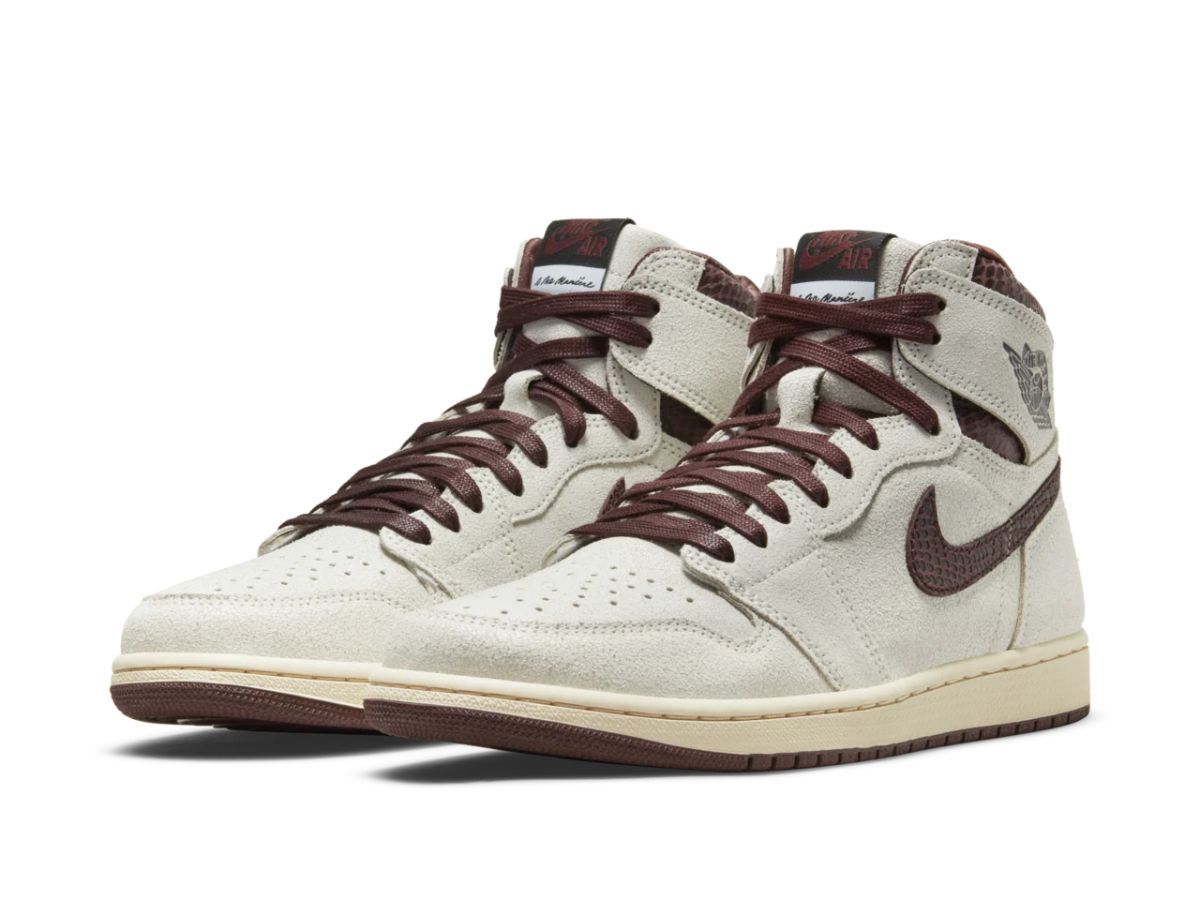 A Ma Mani&eacute;re x Air Jordan 1 High OG &#039;Sail and Burgundy&#039; (Image via GOAT)