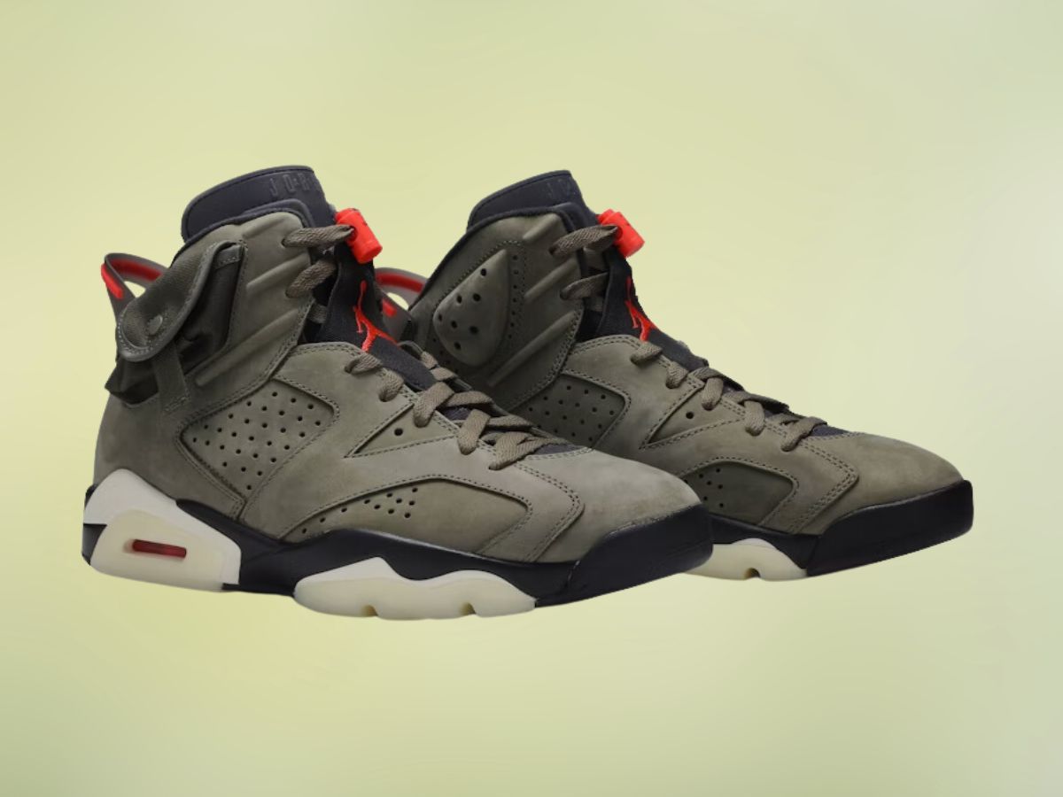 Travis Scott x Air Jordan 6 Retro &lsquo;Olive&rsquo; (Image via Novelship)