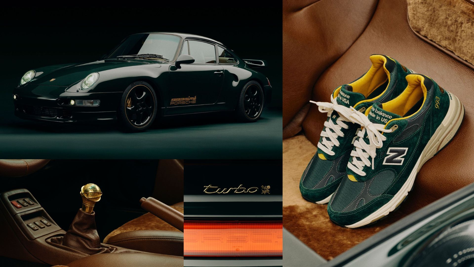 Aime Leon Dore x Porsche unveils the 993 Turbo car alongside a New Balance 993 sneaker colorway in the campaign