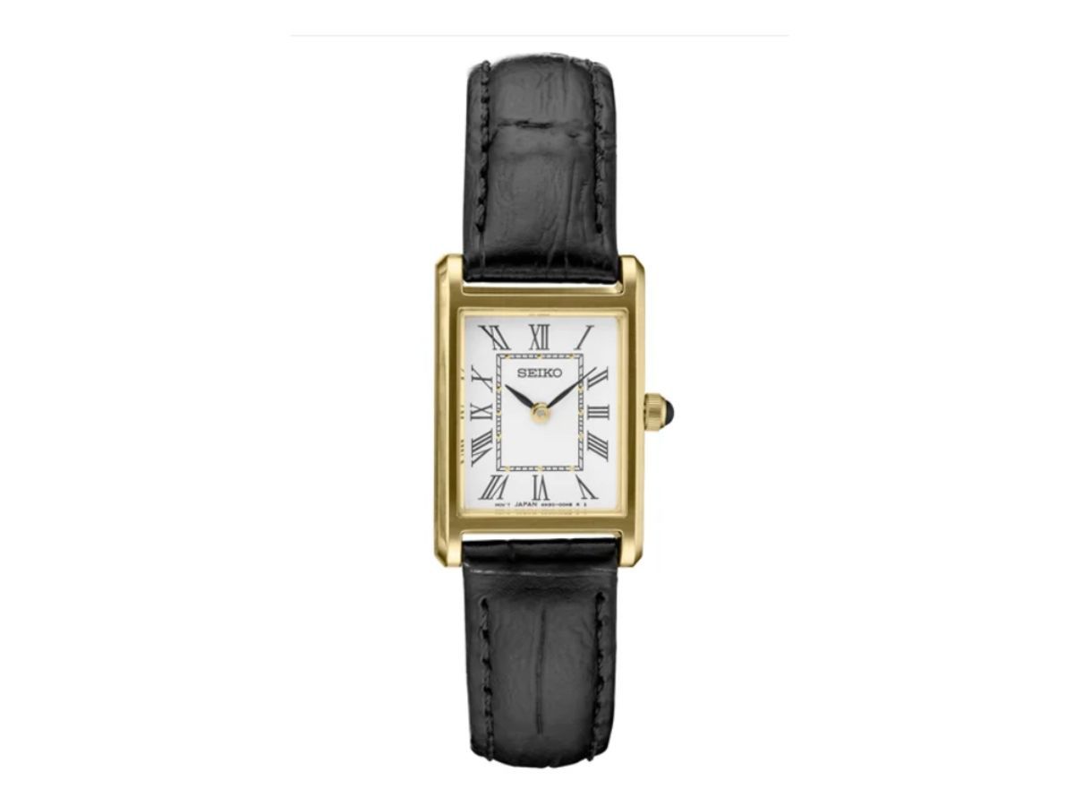 Seiko Black Leather Strap Ladies Quartz Watch (image via Costco)