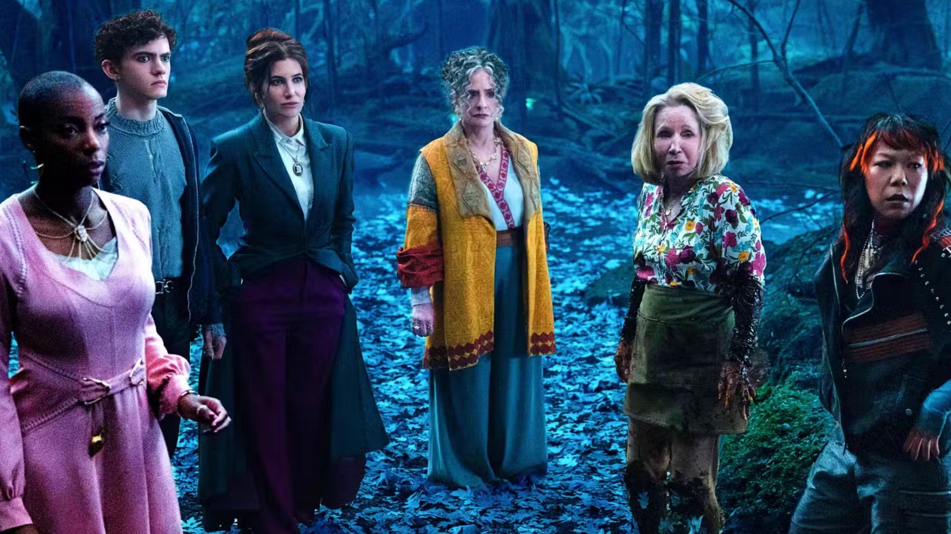 Agatha with her coven and Billy at the Witches&#039; Road (Image Source: Disney+)