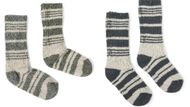 REI Co-op Nook Crew Stripe Socks in Army Cot Green & Asphalt (Image via REI)