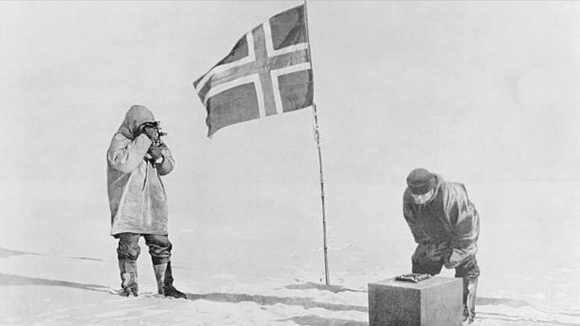 Norwegian Explorer Roald Amundsen at the South Pole / Image Source: Getty