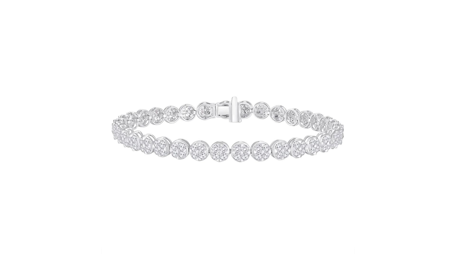 Round Brilliant White Gold Tennis Bracelet (Image via Costco)