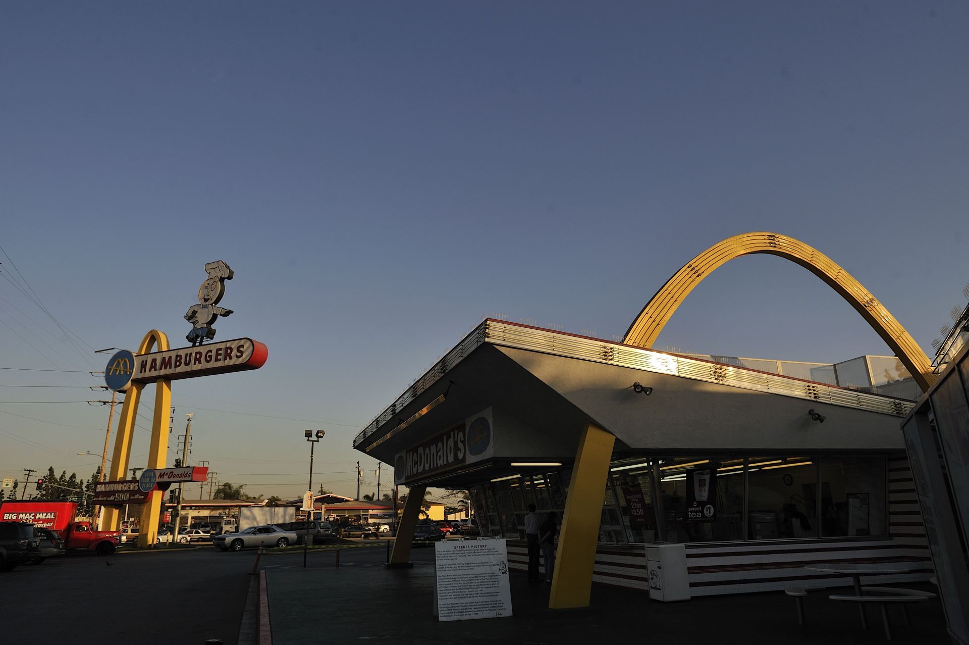 Oldest operating McDonald&#039;s at the corner of Florence Ave. and Lakewood Blvd. in Downey, CA, March 11, 2010. (Image via Getty/Jeff Gritchen)