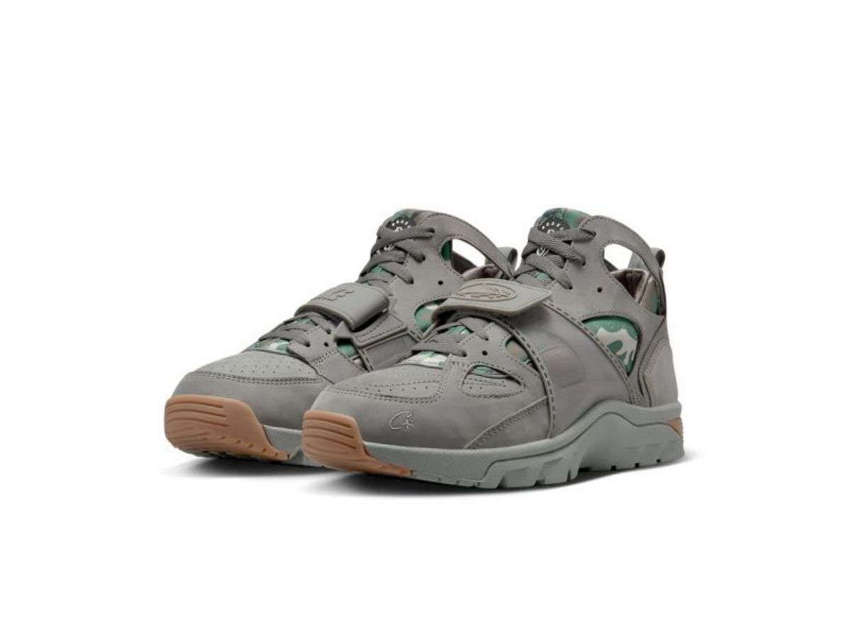 Corteiz x Nike Air Trainer Huarache &quot;Gully Grey&quot; sneakers (image via Corteiz)