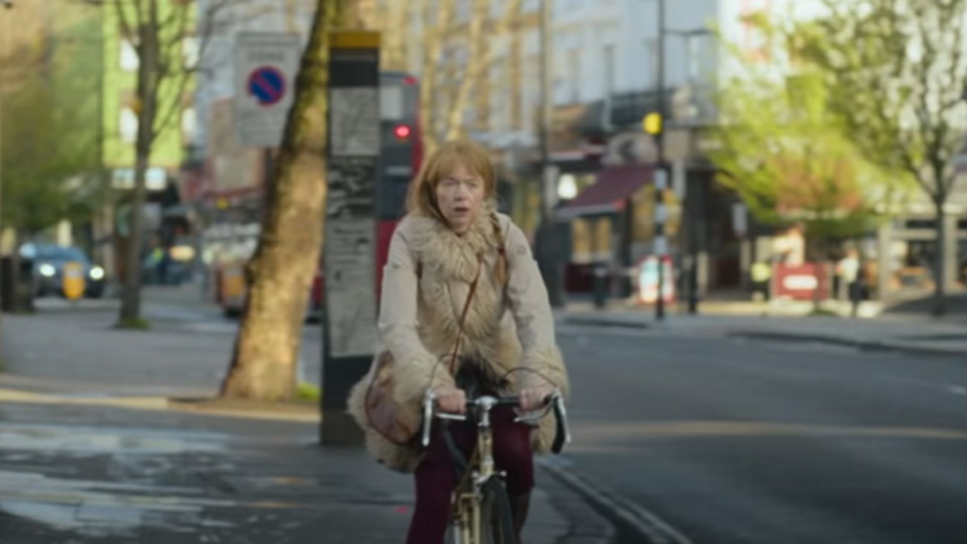 Delia Balmer on her cycle (Image via ITV)