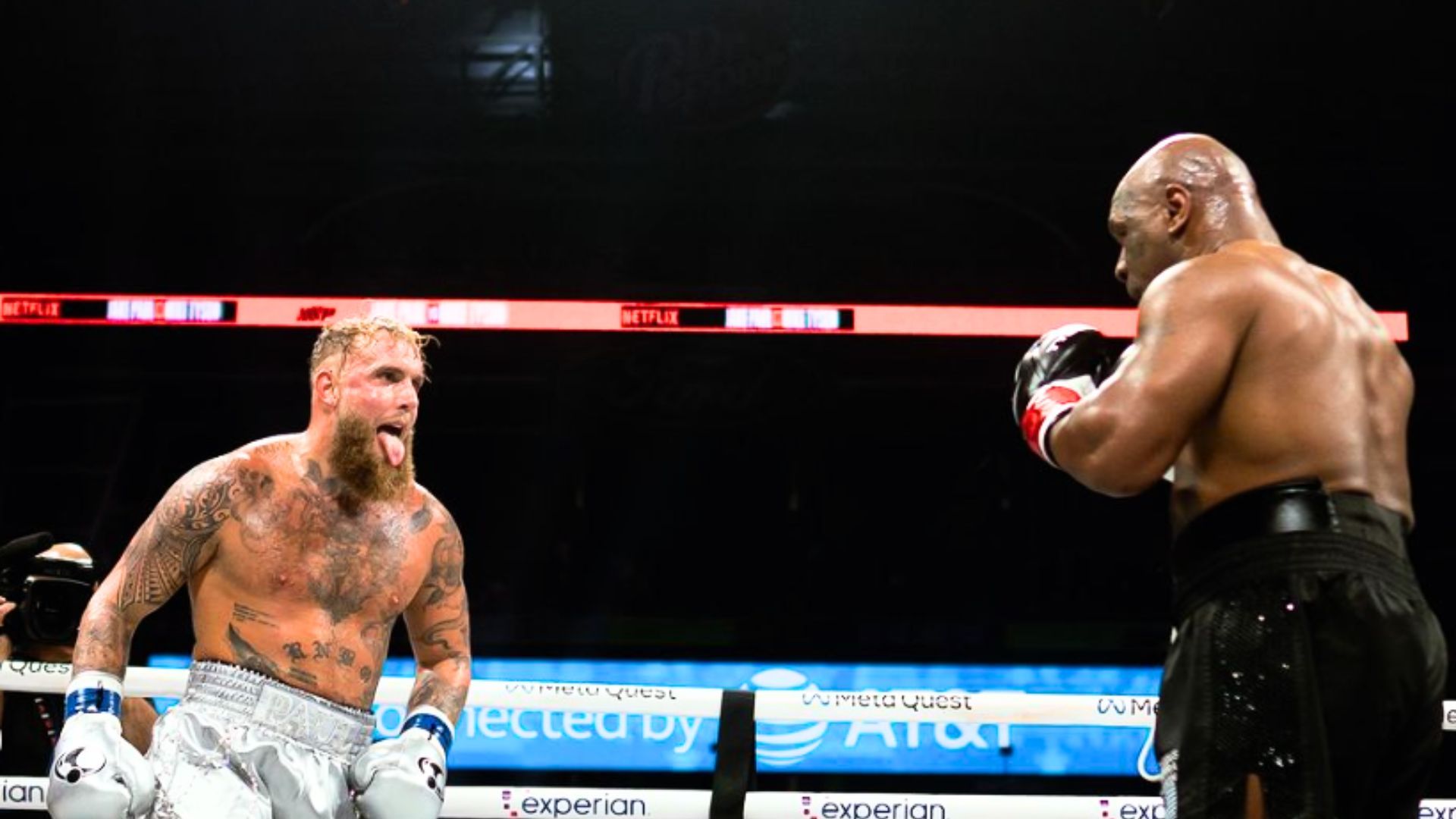 Jake Paul and Mike Tyson in action during the fight I Source: Instagram @jakepaul