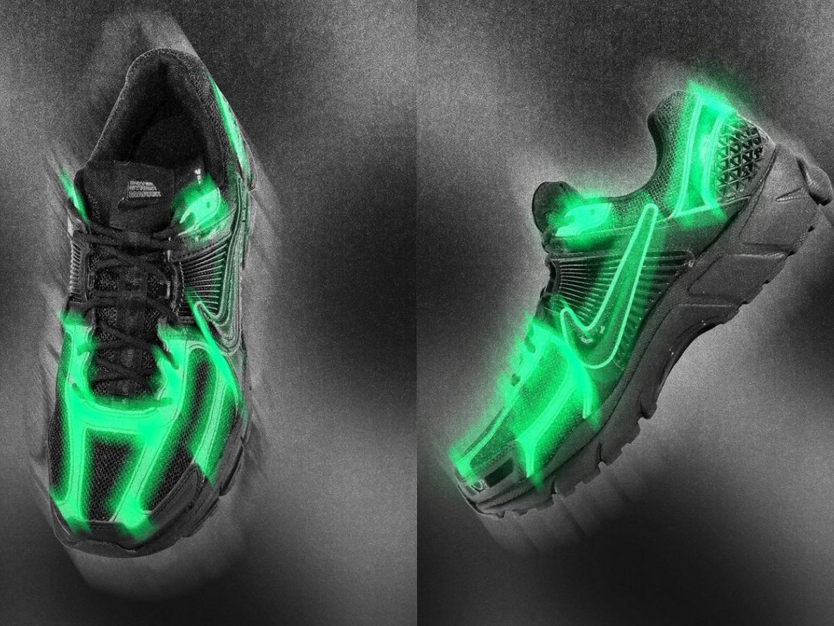 Nike x Dover Street Market Vomero 5 &quot;Reflective Emerald&quot; sneakers (image via Dover Street Market)