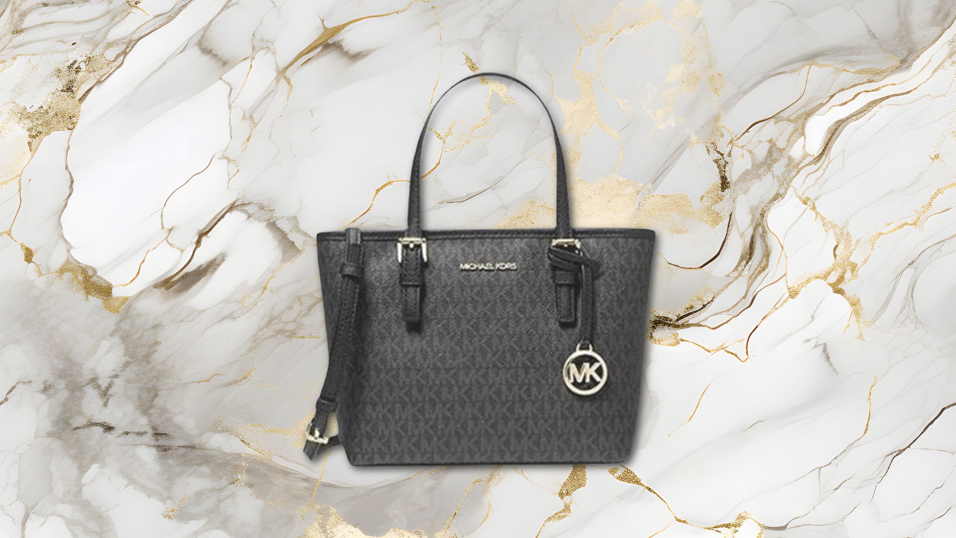 Michael Kors XS Carry All Jet Set Travel Womens Tote (BLACK SIG/GOLD) (Image via Walmart)