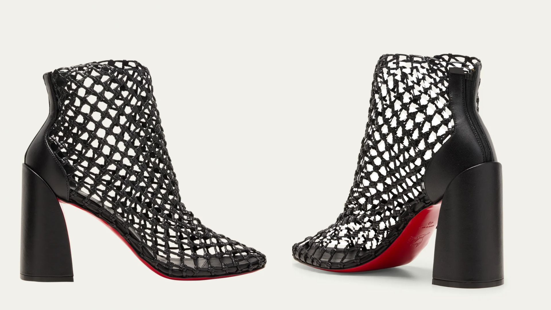 Christian Louboutin Leather Net Red Sole Ankle Booties (Image via Bergdorf Goodman)