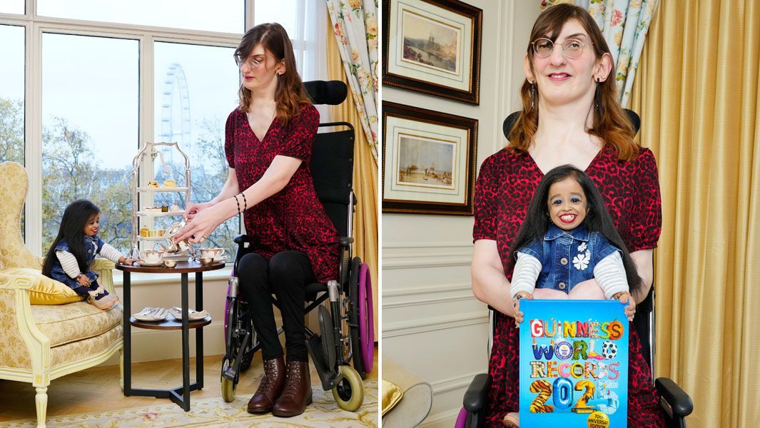 The tallest and shortest living women meet for a cup of tea in London (Image via Guinness World Records)