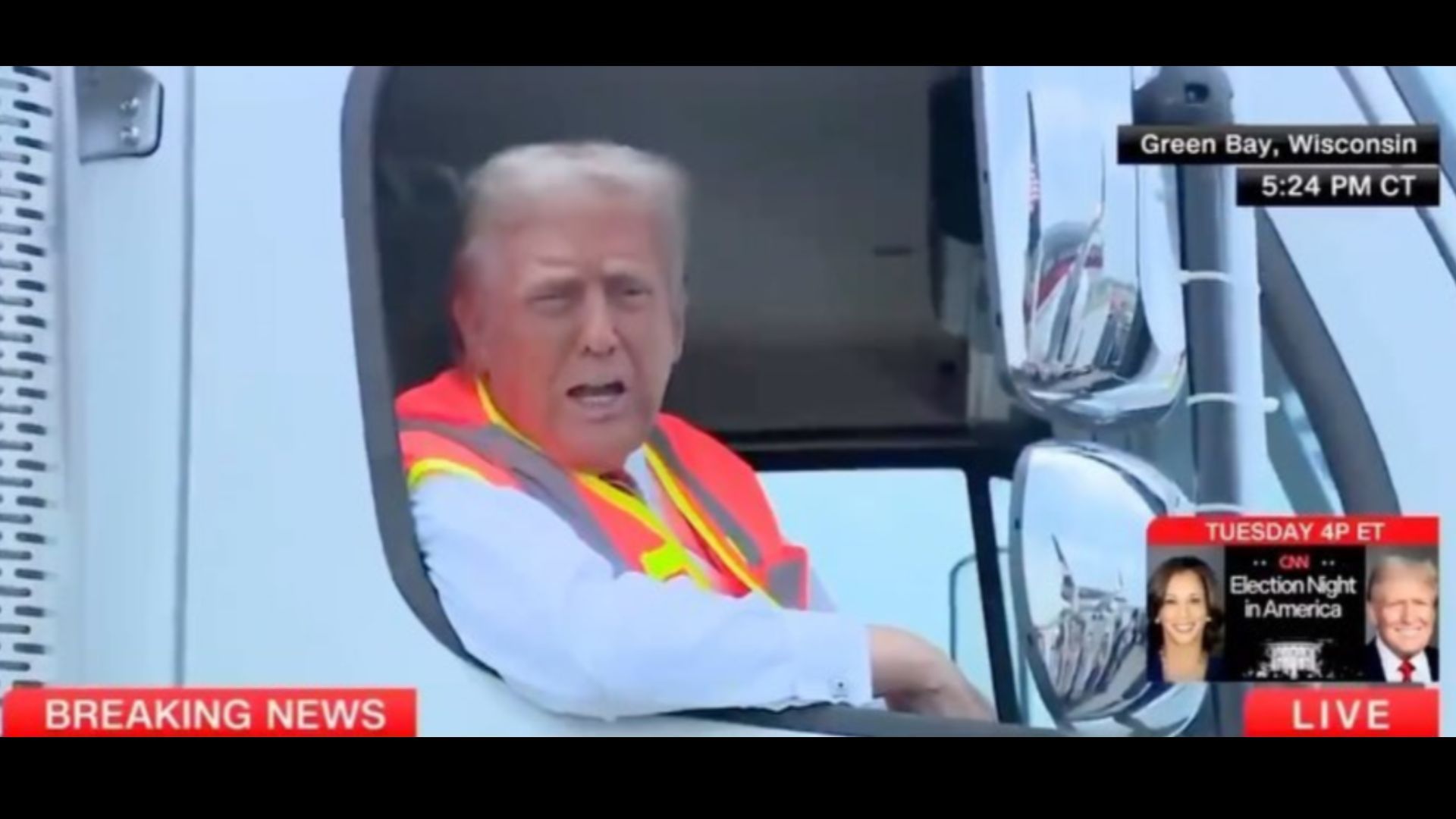 Trump in a garbage truck (Image via Instagram)