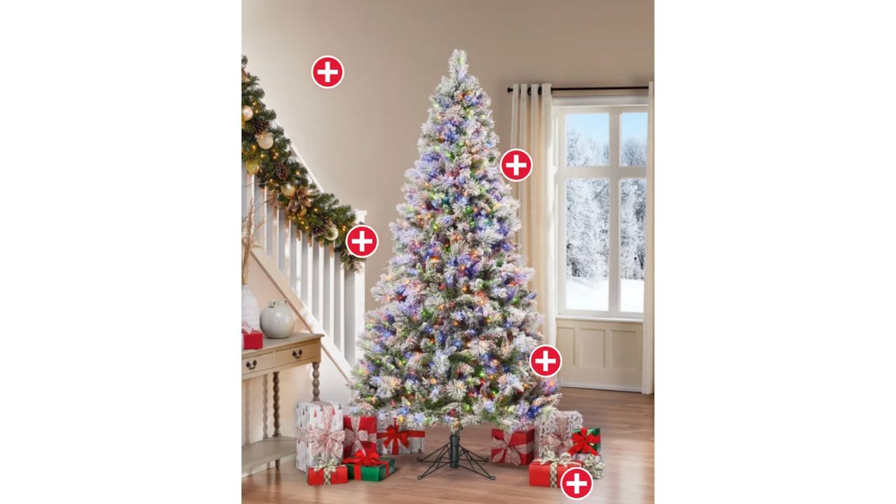 7.5&rsquo; Pre-Lit Glitter Flocked Artificial Christmas Tree (Image source: Costco)