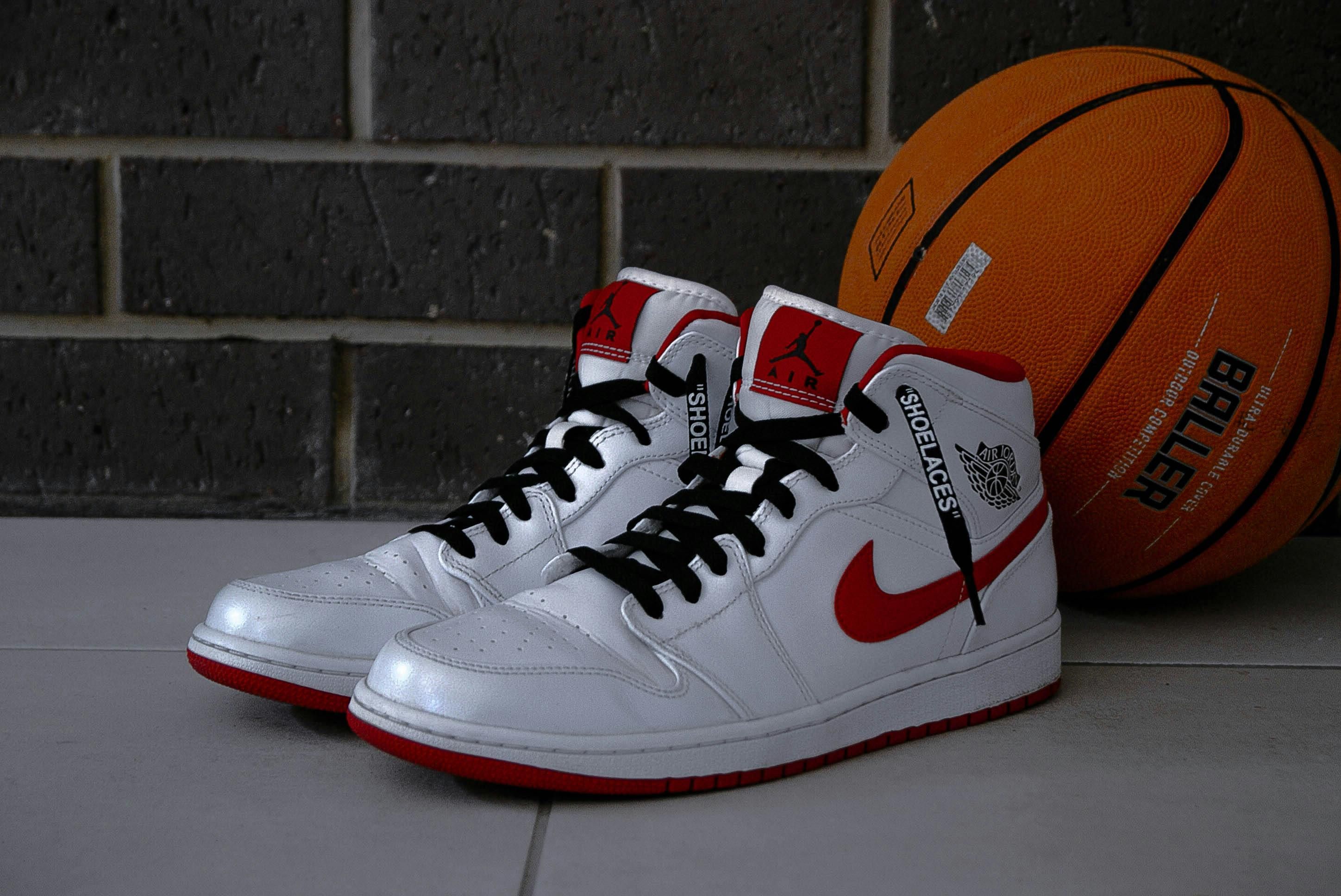 Pair of White Air Jordan 1