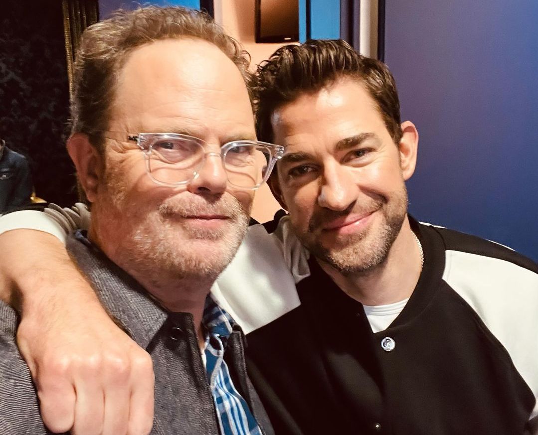 John Krasinski with his co-star from The Office. 