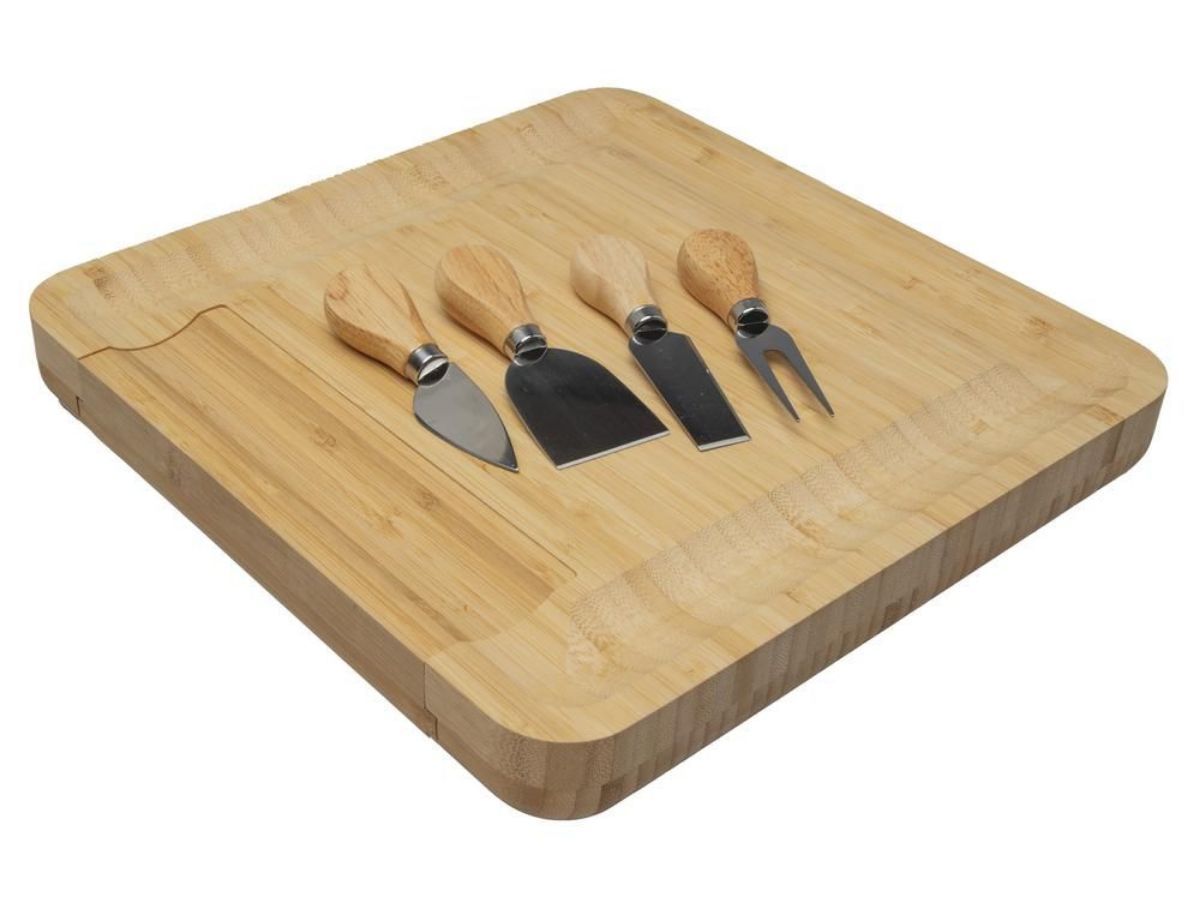 Bamboo Charcuterie Cheese Board and Knife Set (image via Menards)