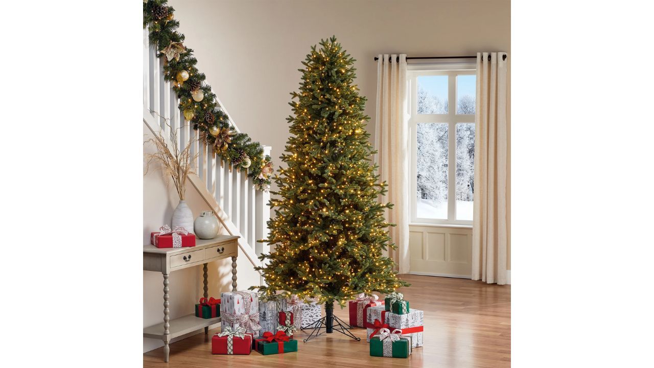 7.5&#039; Pre-Lit Radiant Micro LED Slim Artificial Christmas Tree (Image source: Costco)