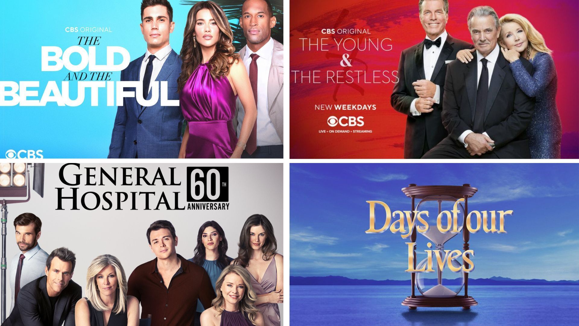 Three of four soaps have an abbreviated week | Image Source: CBS/ABC/Peacock