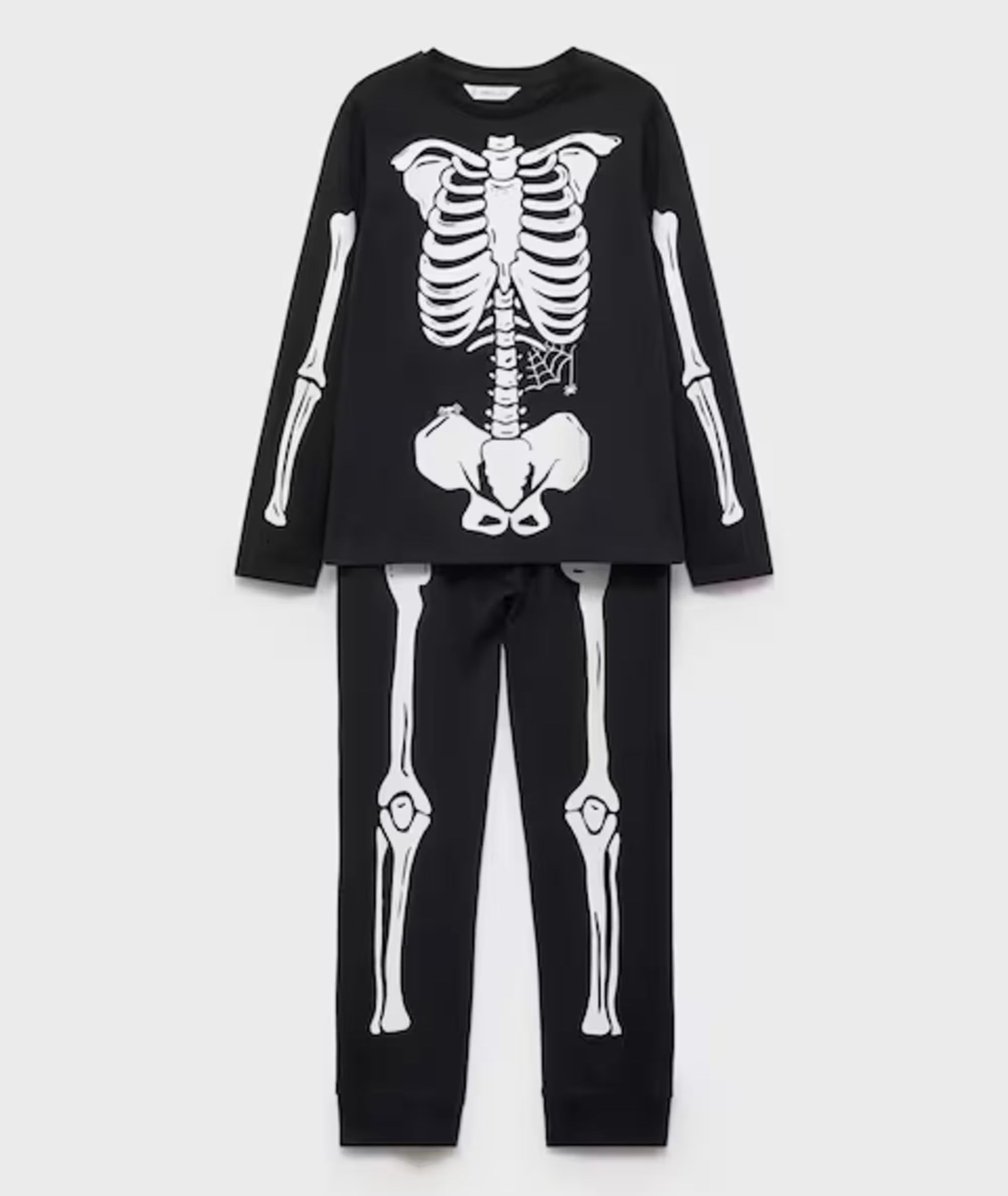 Skeleton pyjama set for 50% off. (Image via Mango)