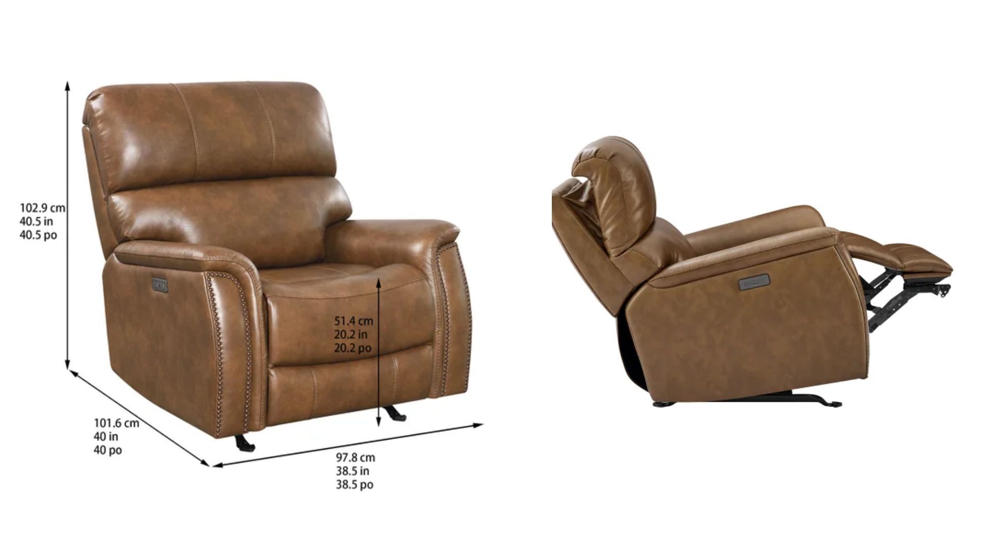 Barcalounger Presley Leather Power Rocker Recliner with Power Headrest (Image via Costco)