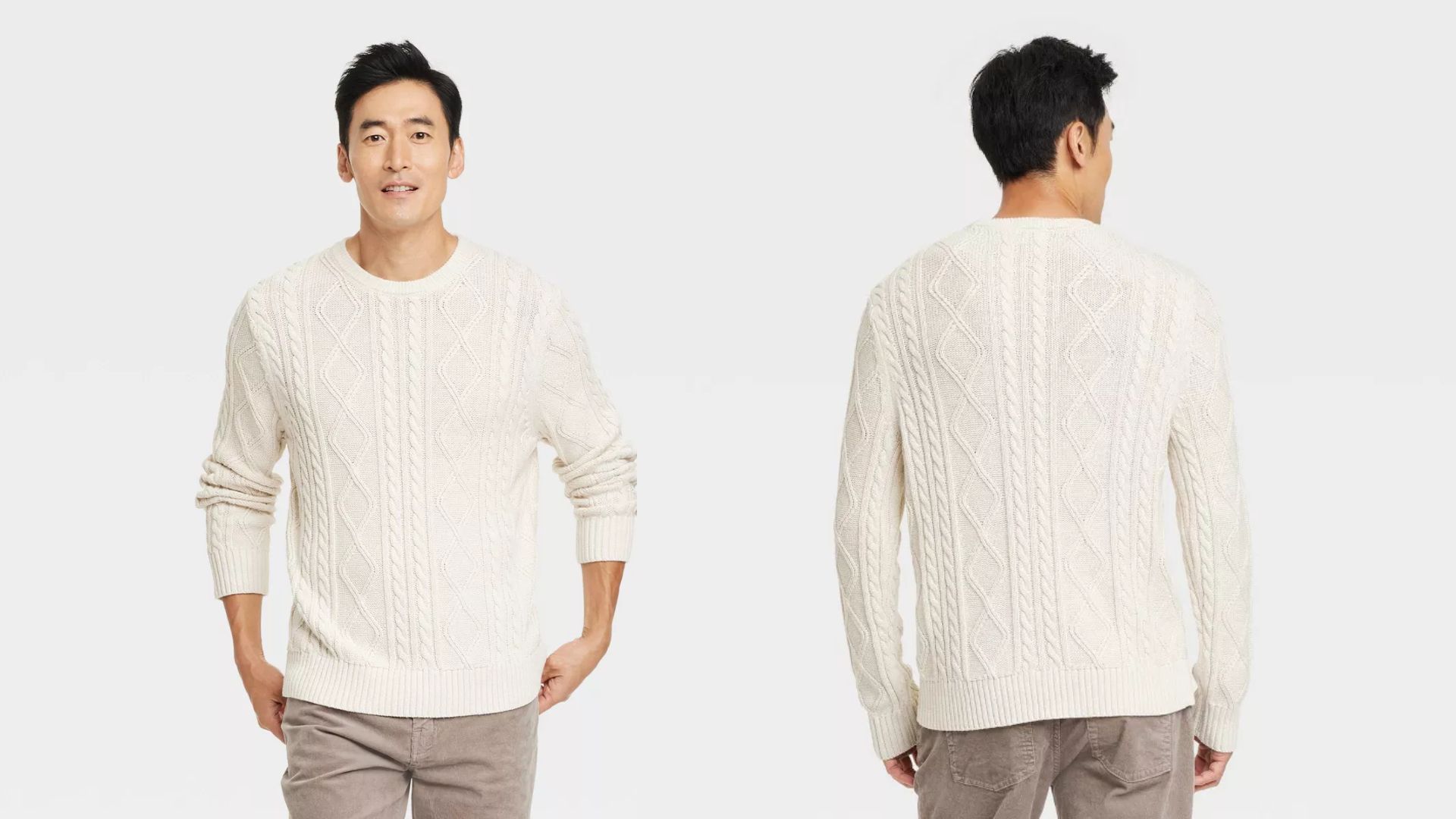 Goodfellow &amp; Co&trade; Cable Crewneck Pullover Sweater (Image via Target)