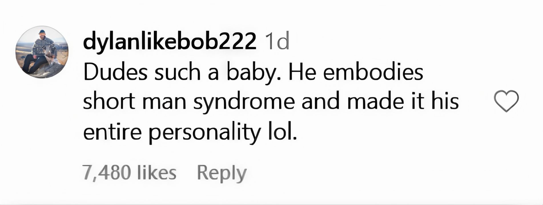 A user calls Zach a &quot;baby&quot; for scolding a fan (image via @dylanlikebob222 on Instagram)