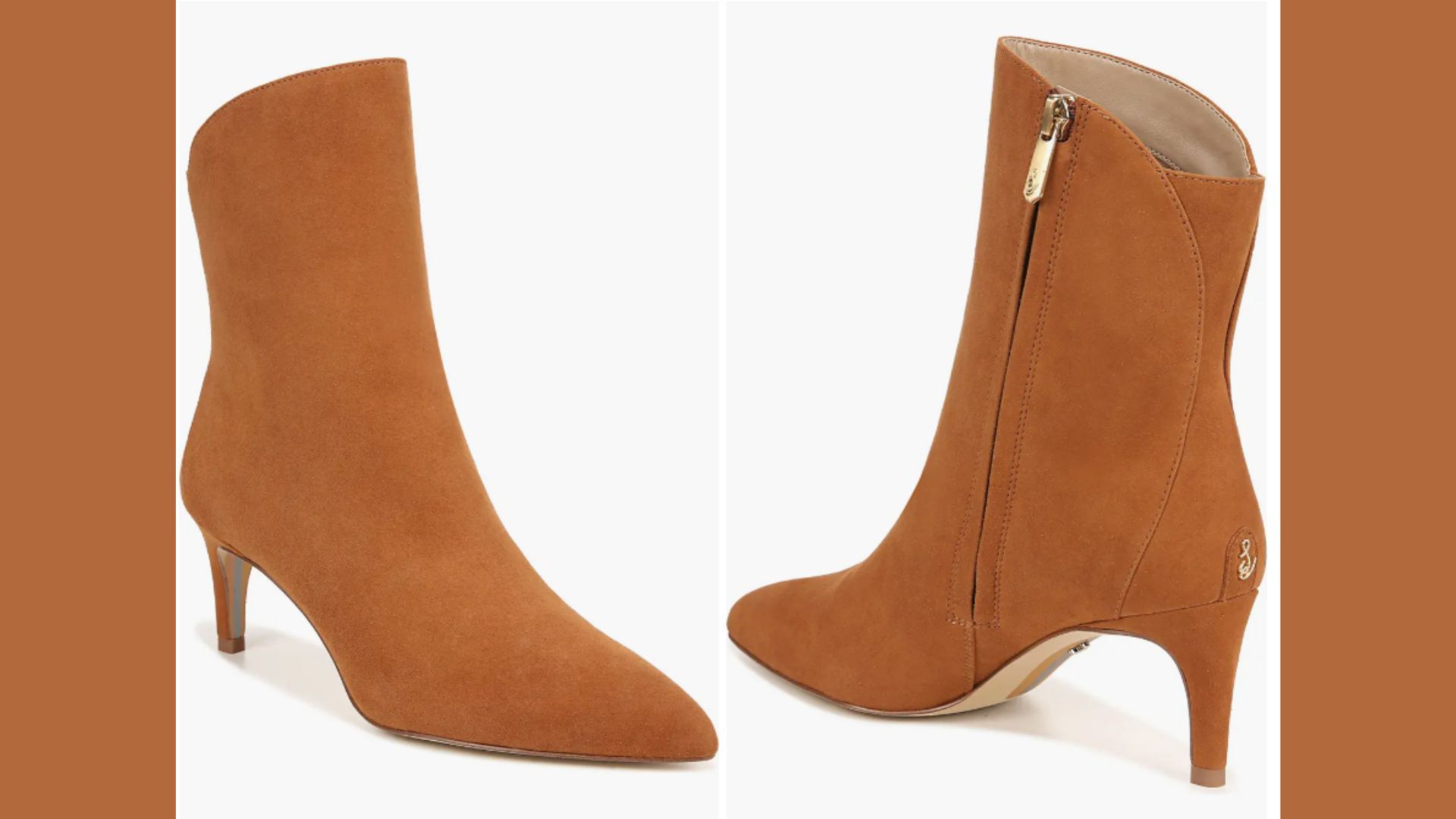 Front and back look of Sam Edelman Usha Pointed Toe Bootie (Image via Nordstrom Rack)