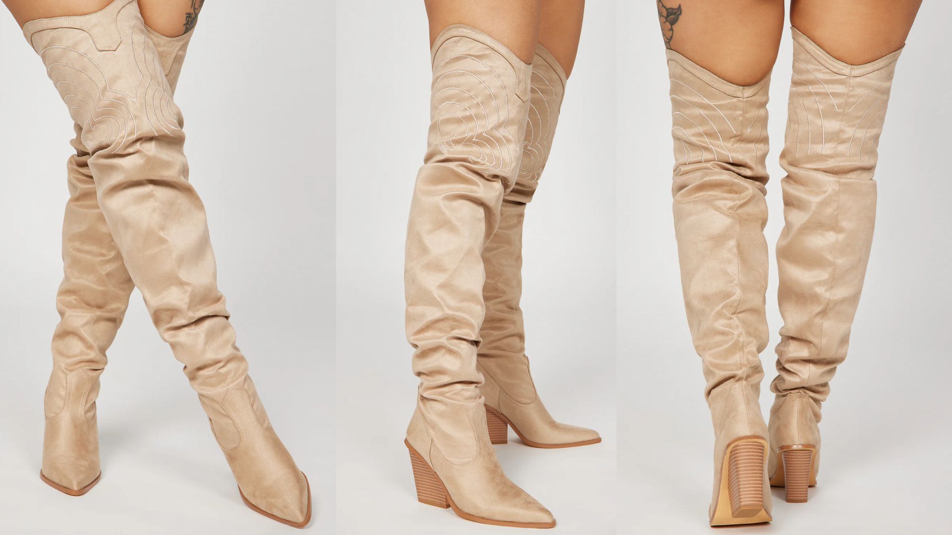 Nashville Babe Thigh High Cowboy Boots (Image via Fashionnova)