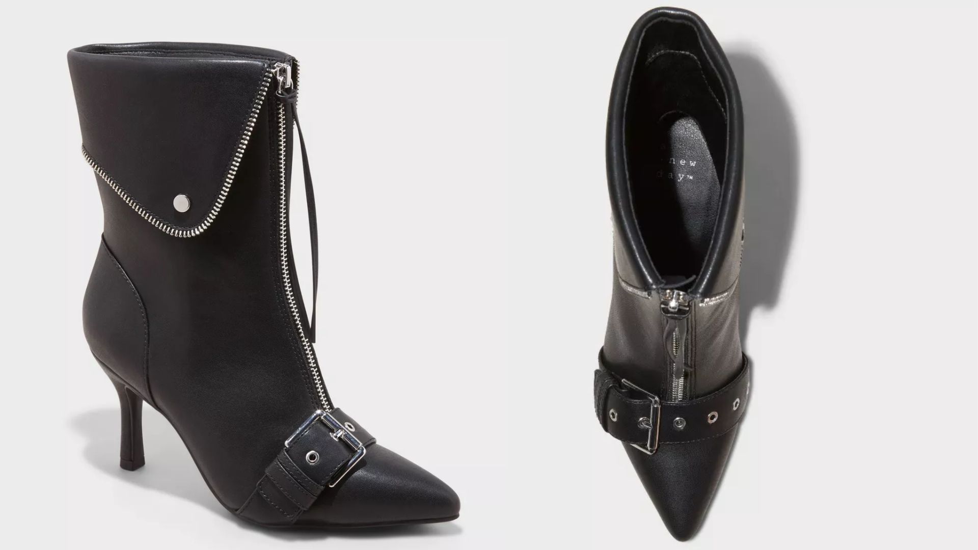 A New Day&trade; Mickey Point Toe Moto Ankle Boots (Image via Target)