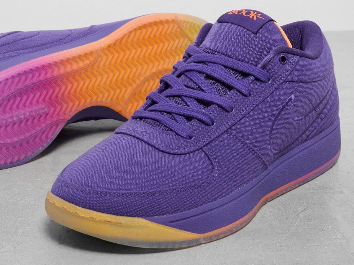 Nike Book 1 &quot;Court Purple&quot; sunset sneakers (image via Nike)