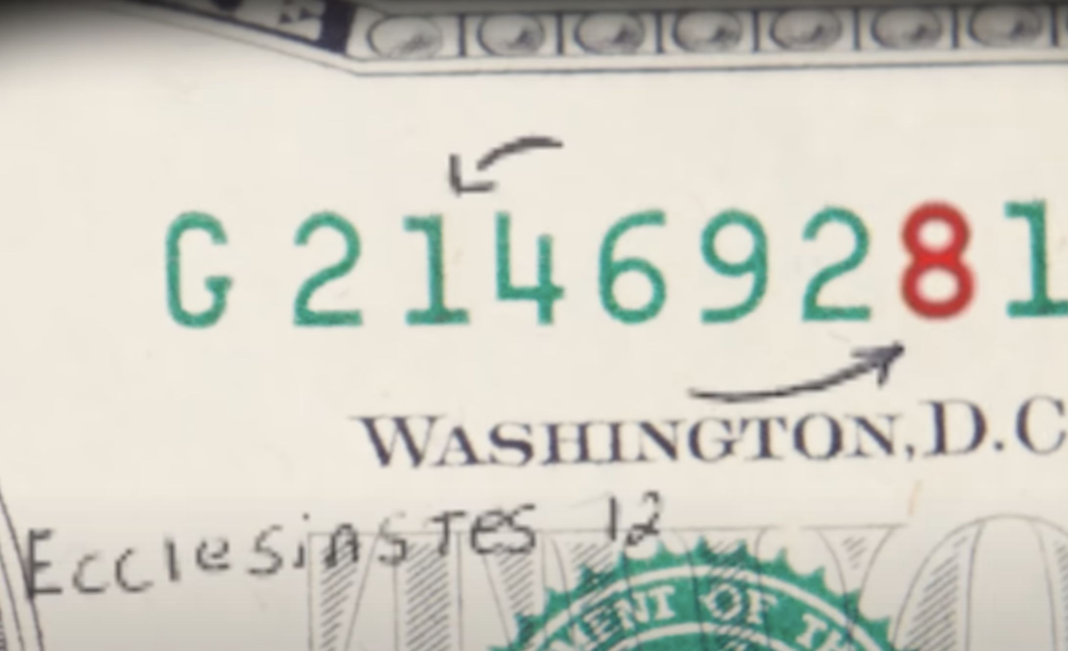 The $2 bill found in the car, source: BuzzFeed Unsolved (Youtube)