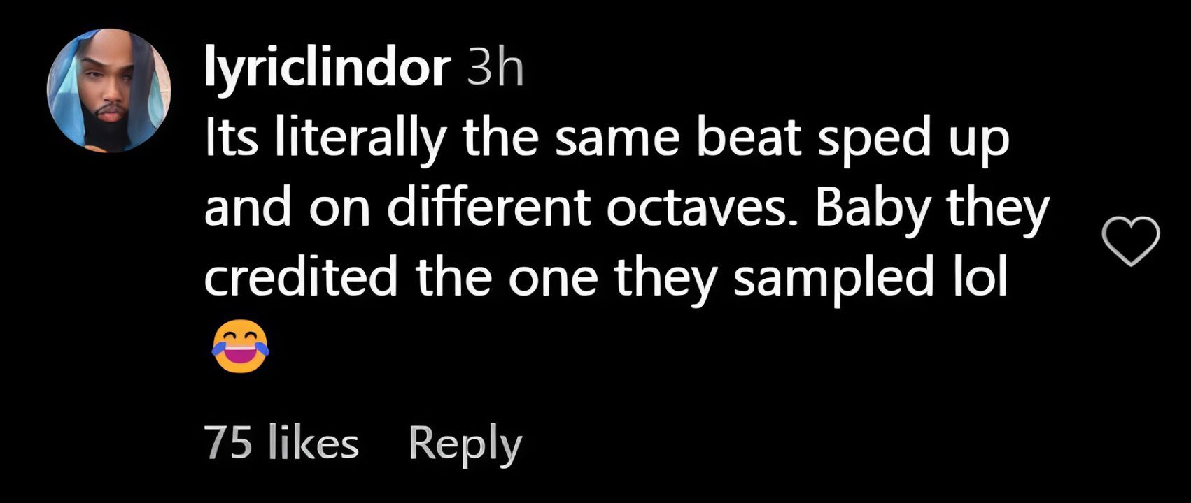 A user notes that Megan Thee Stallion&#039;s song has the same beat (image via @lyriclindor on Instagram)