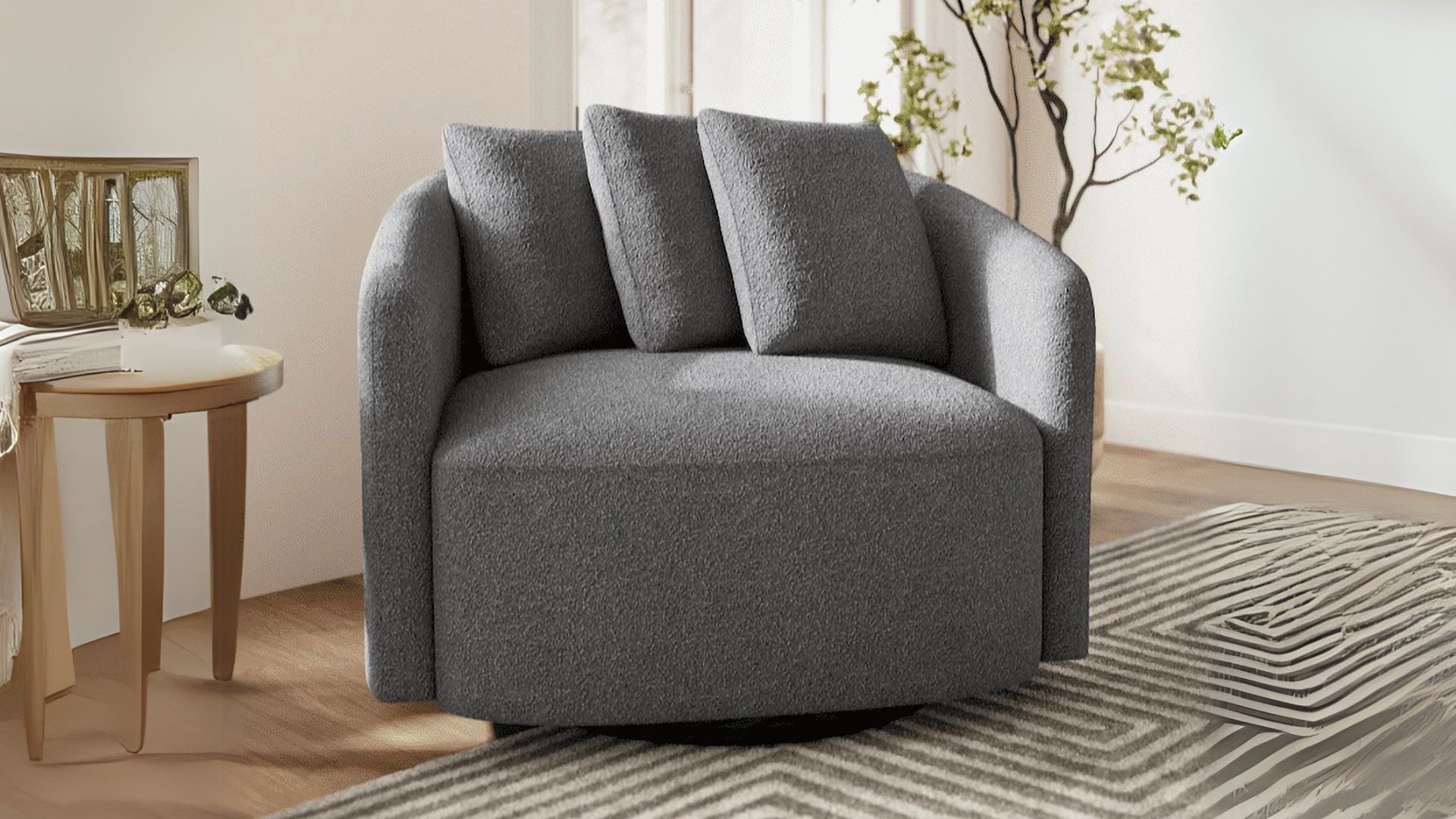 Beautiful Drew Chair by Drew Barrymore, Charcoal Boucle (Image via Walmart)