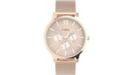 Transcend Multifunction 38mm Stainless Steel Mesh Band Watch (Image via Timex)