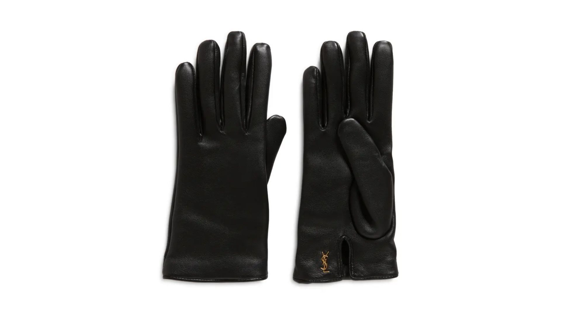 Saint Laurent Cassandre Logo Cashmere Lined Leather Gloves (Image via Nordstrom)