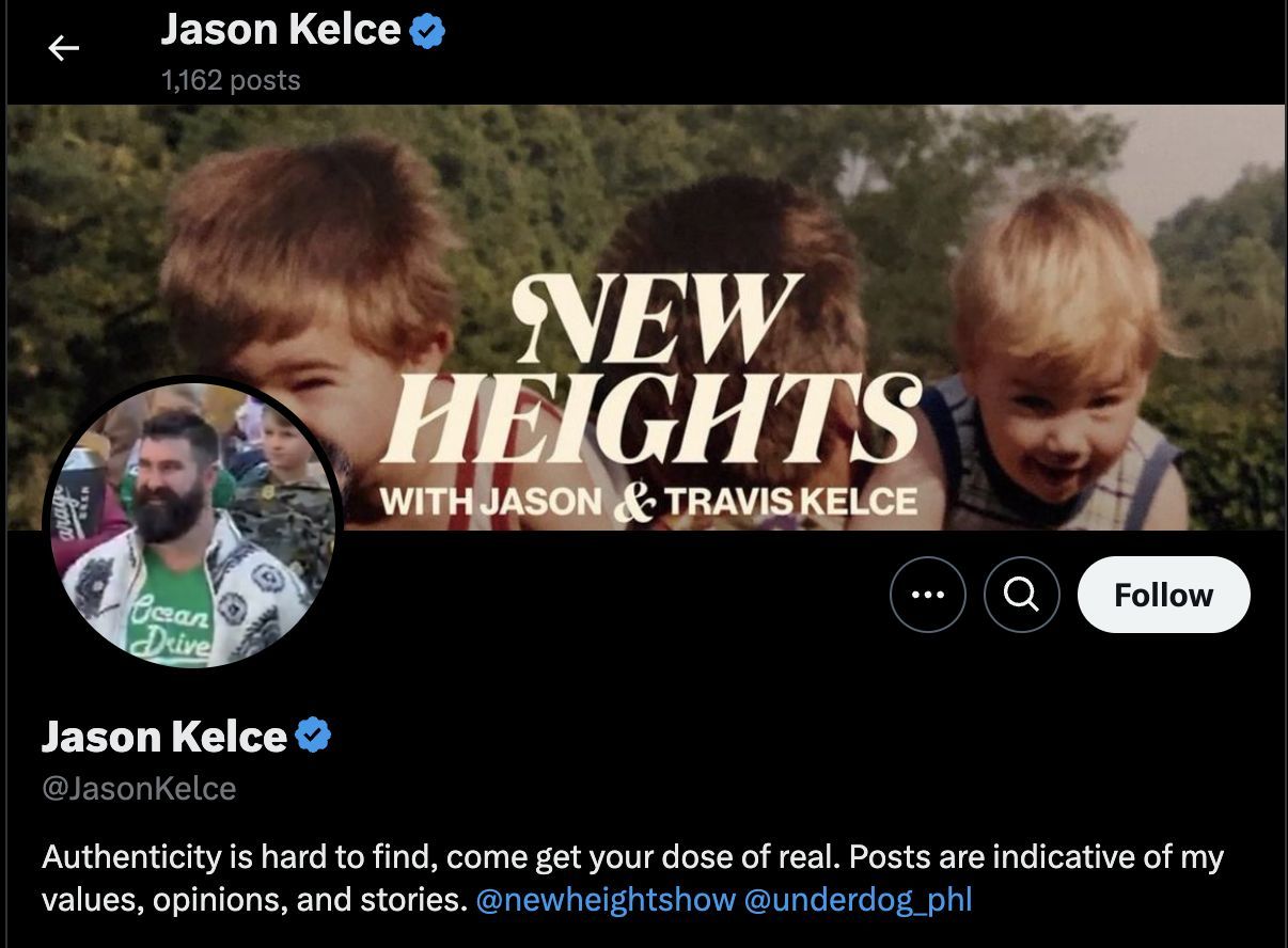 Jason Kelce&#039;s X Profile Picture: Image via X/@JasonKelce