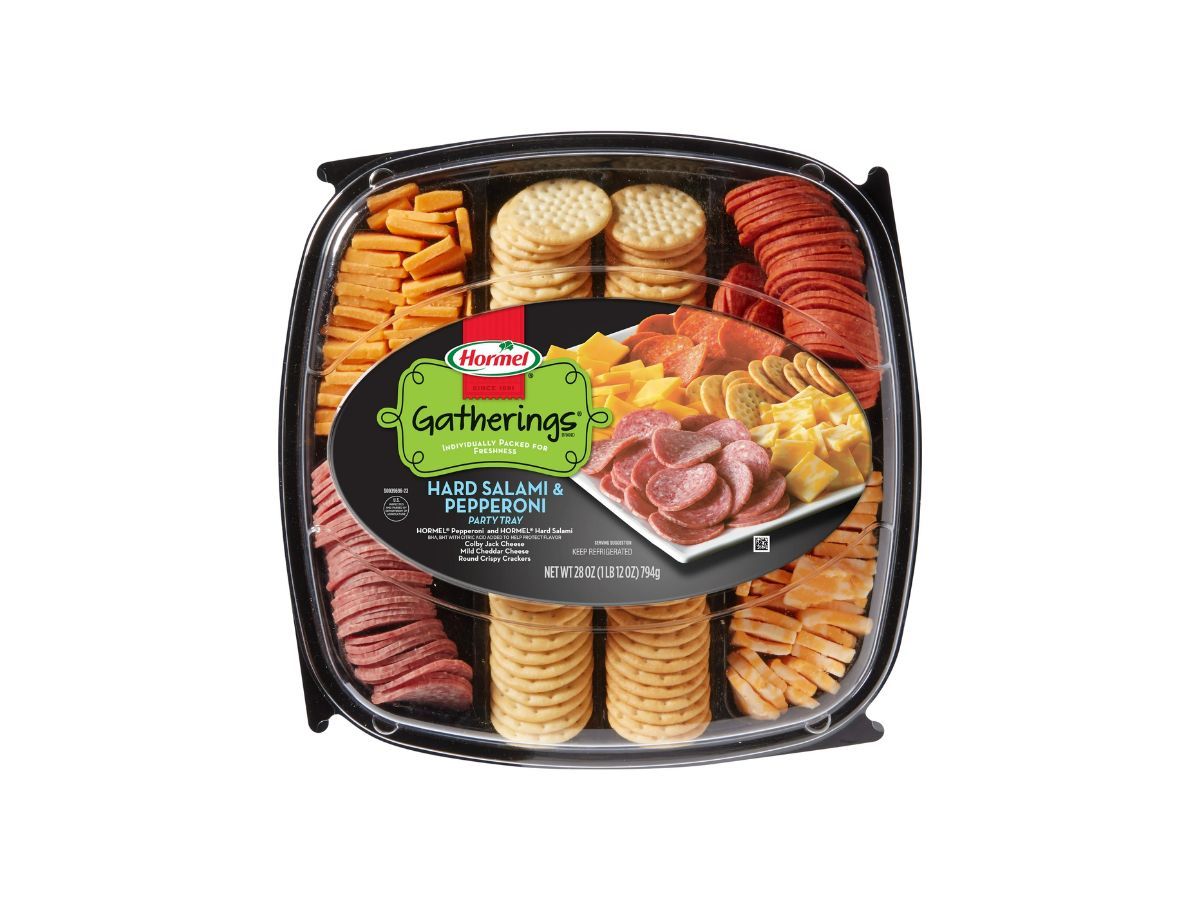 HORMEL GATHERINGS Hard Salami and Pepperoni Party Tray (Image via Walmart)