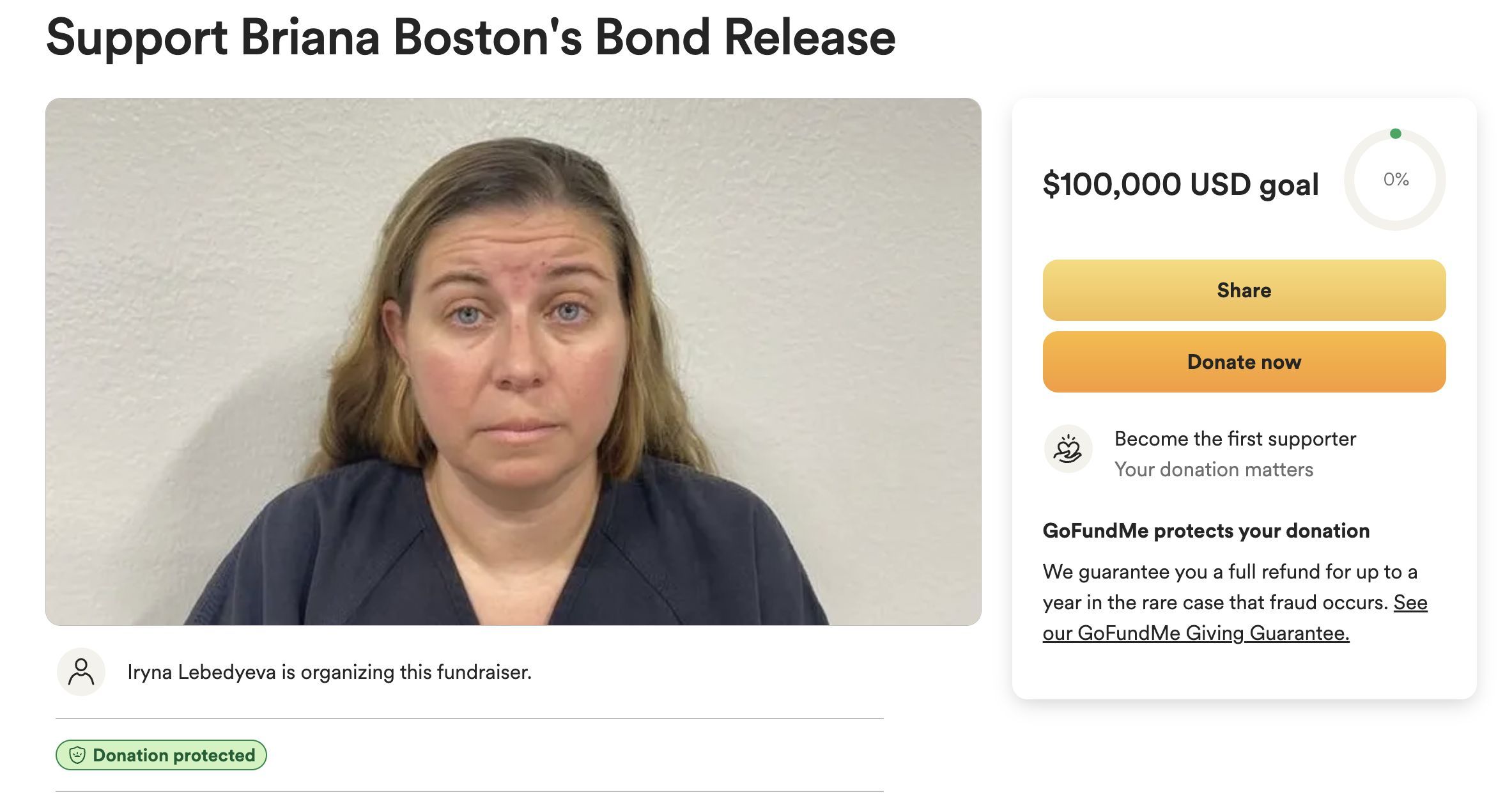 Briana Boston GoFundMe page (Image via GoFundMe.com)